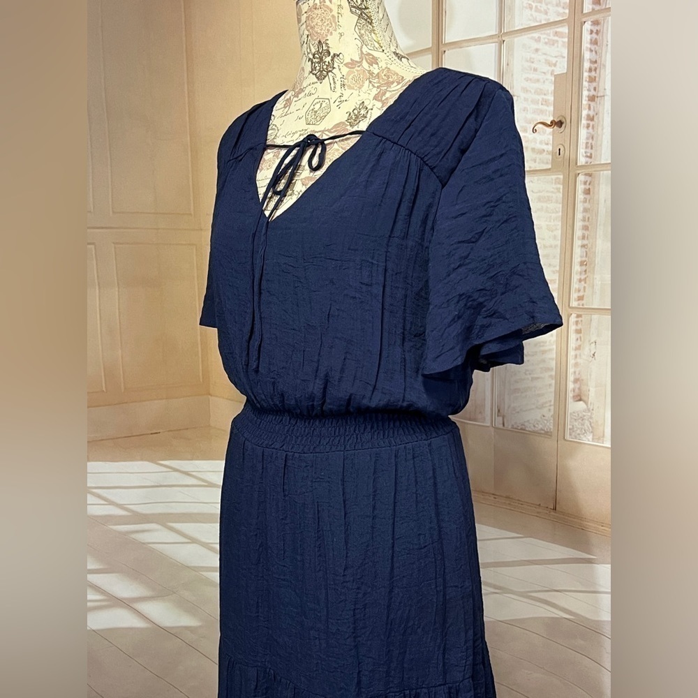 Luxology Dress Women's Medium Blue Maxi Dress Short Sleeve Size M. - Picture 6 of 13